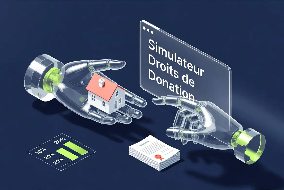 Calcul droits de donation simulateur : abattements par lien de parenté et donation avec usufruit, illustration Actav 2026