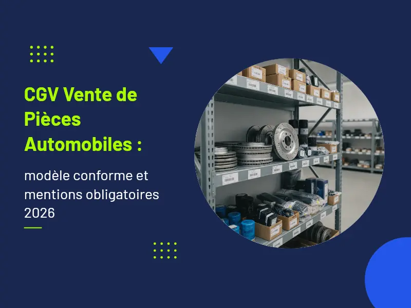 CGV pièces automobiles 2026 : modèle conforme rédigé par avocat — Actav