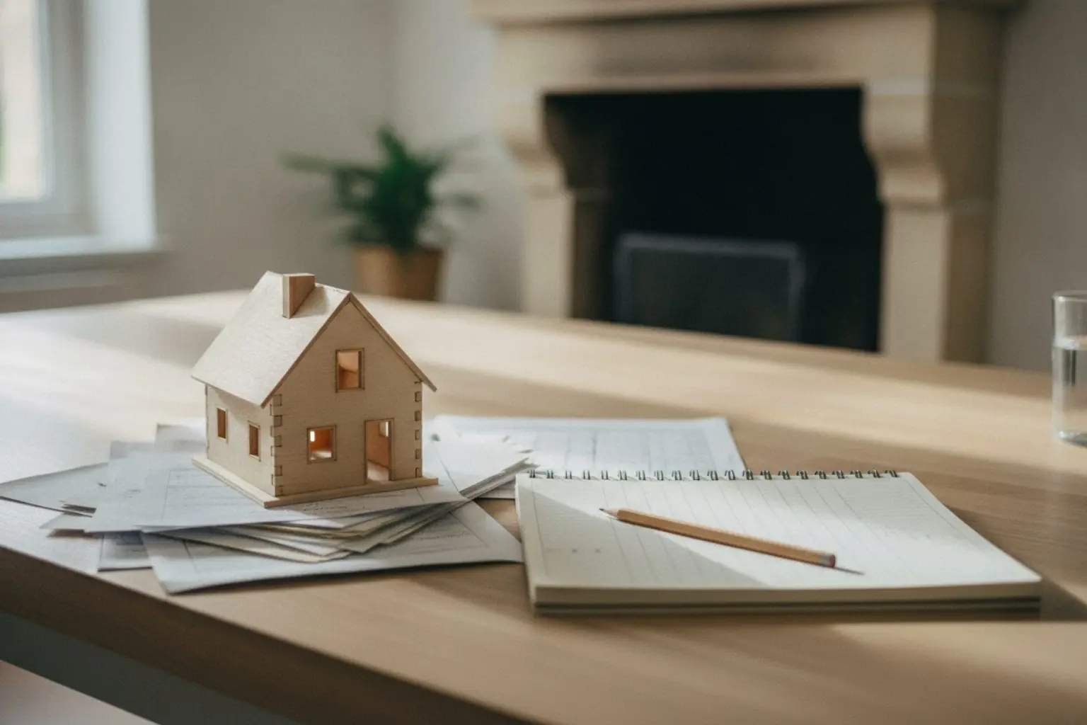 Compromis de vente : maquette de maison, dossier et agenda pour compter les délais